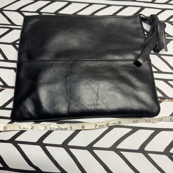 Kelly Moore Black Leather Clutch with tassel zip - Picture 7 of 8